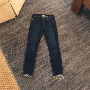 Mother denim the stunner zip ankle step fray.